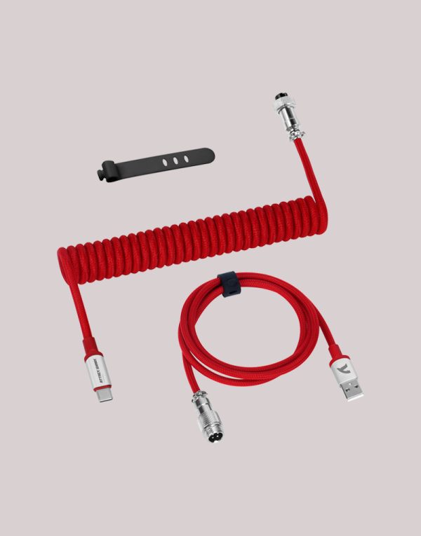 Cable en espiral rojo para teclado mecánico